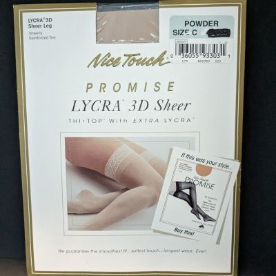 Vtg Sears Nice Touch Promise Lycra  3D Thi Top Stockings POWDER Size C NEW