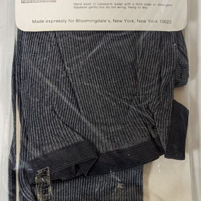 VTG 70s 80s Bloomingdales B-Line Stripe Textured Pantyhose Charcoal Size B NIP