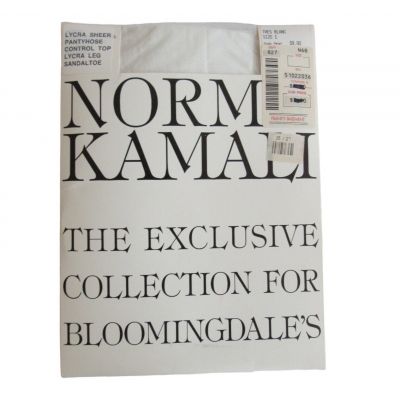 Norma Kamali White Pantyhose Stockings Size C Sheer Lycra Leg Control Top vintag