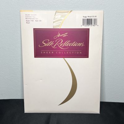 Vtg Hanes Silk Reflections Silky Sheer Pantyhose Control Top #718 Pearl Size CD