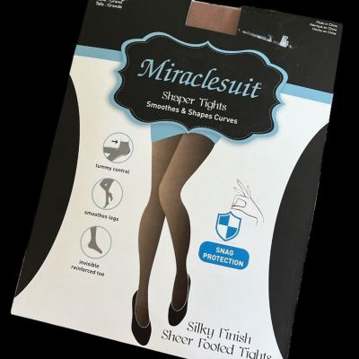 Miraclesuit Shaper Tights Nude Size Large Sheer Footed Tights Tummy Control