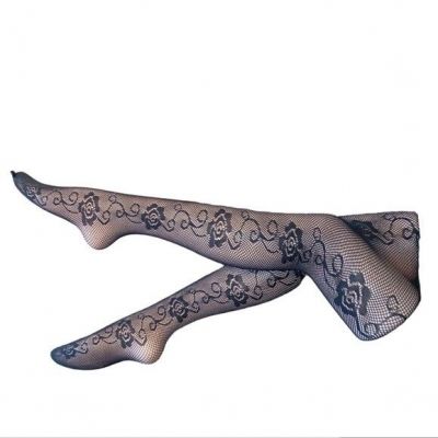 Floral Fishnet Tights Pantyhose Black Stockings Mesh Sexy Cosplay Romantic NEW