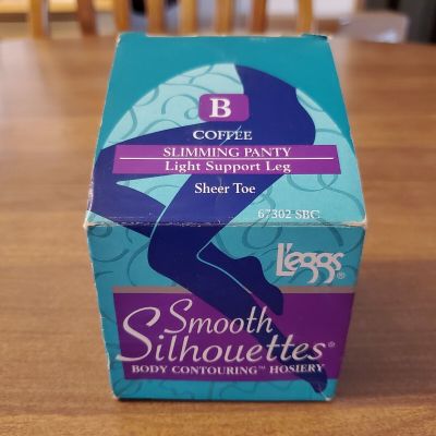 Vintage L'eggs Smooth Silhouette Body Contouring Hosiery Sz B Coffee Sheer Toe
