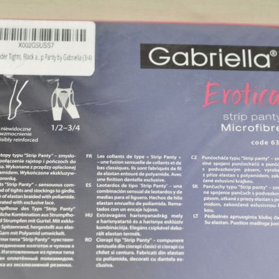 NEW Gabriella Erotica Tights Microfiber Strip Panty Suspender Black Size M/L