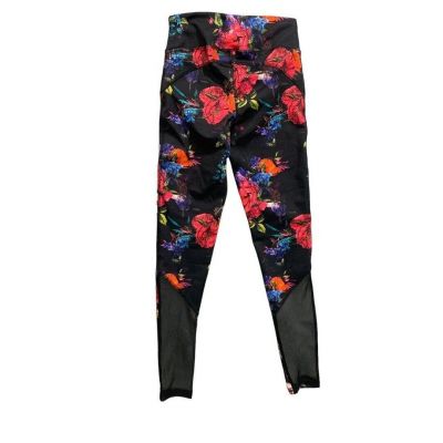 Size 6 Work Out Floral Women's Leggings Reflective Stripe Ankle Length