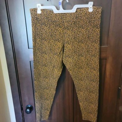 EUC Women's Time and Tru Stretch Knit Leggings Cheetah Animal Print Size XL