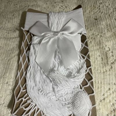 Womens fishnet stocking with bow on top