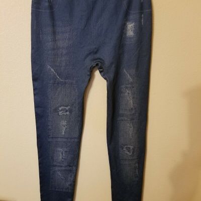 faded glory Size S spandex leggings look of distressed denim 26 W  37 L  28 inse