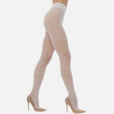 Wolford 19388 Overknee Net Tights White Size L