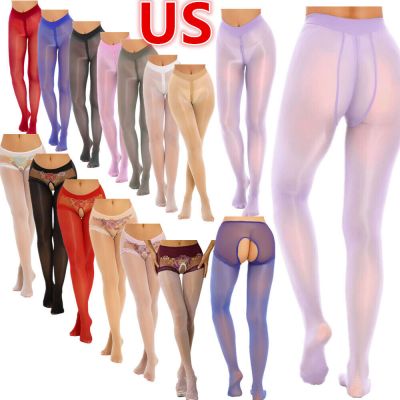 US Women's Nylon Glossy Pantyhose Crotch Stocking Tights Lingerie Bodystocking