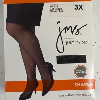 NEW Just My Size Shaper Pantyhose Nylons Stockings Jet Black Size 3X 91314