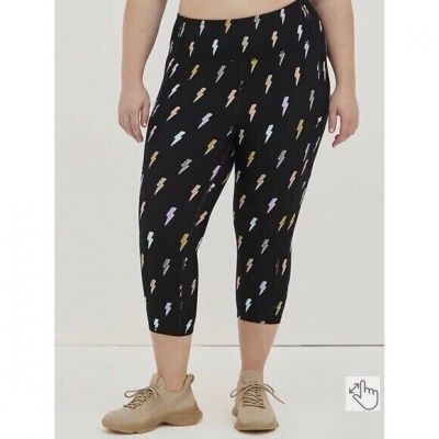 Torrid Active Lightning Bolt Black Cropped Leggings Size 1X/14-16 NWT