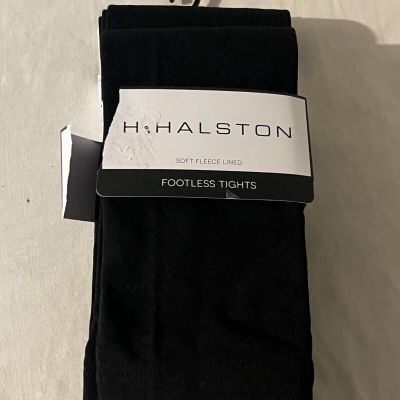 Halston Ultra Soft Lining Fleece Footless Tights Small/Medium NEW 2 pairs black