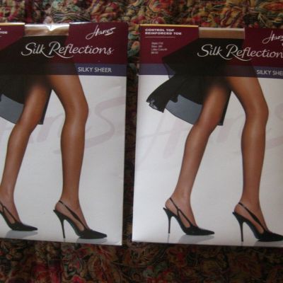 LOT 2 HANES Silk Reflections Pantyhose~SILKY SHEER~