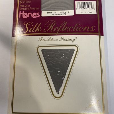 Vintage Hanes Silk Reflections Silky Sheer Brushed Silver AB Pantyhose NOS
