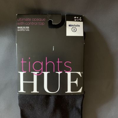 Hue Tights Black Size 2 Nylon Blend Opaque NOS