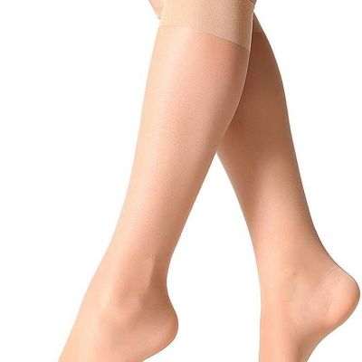 MANZI Women's Knee High Stockings Daily Sheer Panty hose 12 Pairs