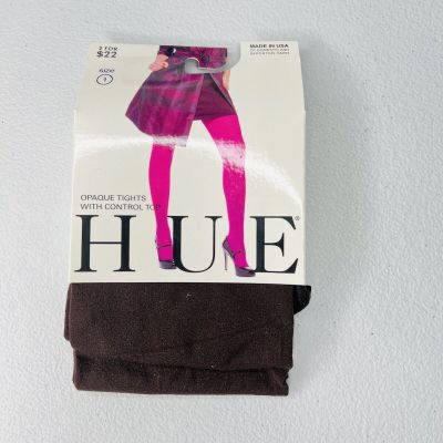 HUE Espresso Opaque Tights w/Control Top 1 Pair Womens Size 1 New