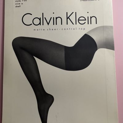 Shell Calvin Klein Matte Sheer Control Top Stockings Pantyhose Size A  White 720