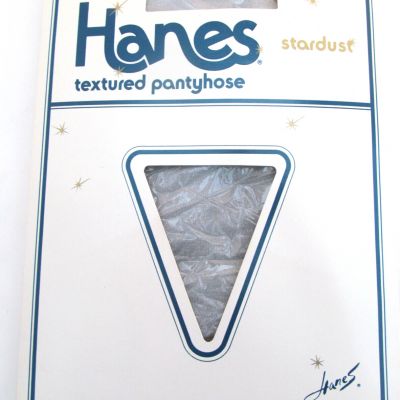 Vtg Hanes Stardust Sheer Textured Pantyhose Sandalfoot Silver Shadow Nylons H2