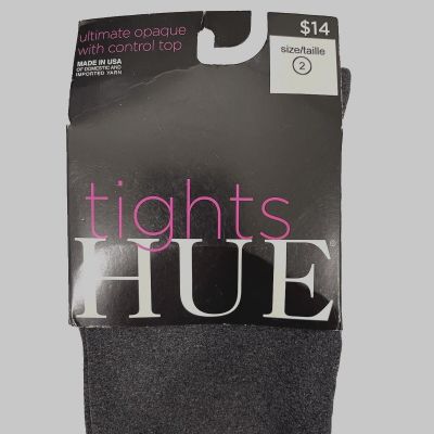 HUE Control Top Ultimate Opaque Single Pair Tights - Graphite Heather SZ 2  5788