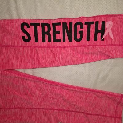 IDEOLOGY Workout PINK Pants Leggings Size M Gym STRENGTH RIBBON CANCER Awareness
