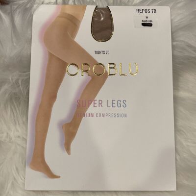 New Women's OROBLU  Repos 70 Super Legs Tights Size M Sand