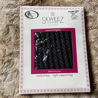 SKWEEZ COUTURE By Jill Zarin Pattern Tights Control Top #7800 Black Sz Small NWT
