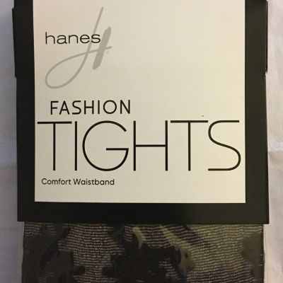 Hanes Tights Med Black Floral Illusion Fashion  NIP$10 HFT023 Comfort Waistband