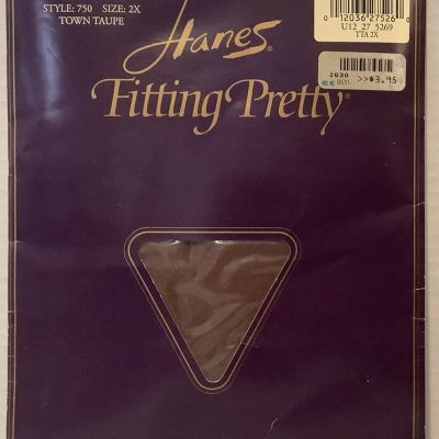 Hanes Plus Fitting Pretty Pantyhose Town Taupe Queen Size 2X 1993 NOS