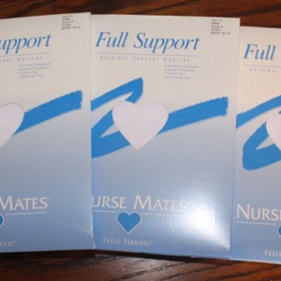 Nurse Mates Full Support Hosiery 81500 White Lot of 3 Size B  New In Package