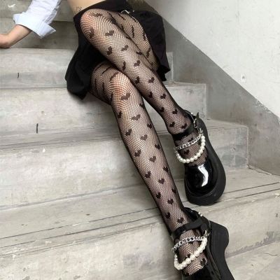 Club Stockings Perspective Dressing Up Summer Sexy Heart Pattern Mesh Pantyhose