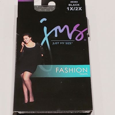 JUST MY SIZE by HANES FASHION TIGHTS Black 1x/2x Dot net design