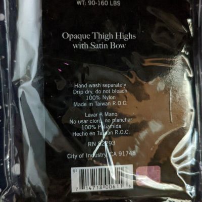 Leg Avenue Opaque Bow Top Thigh High Stockings  Style 6255 - One Size - New