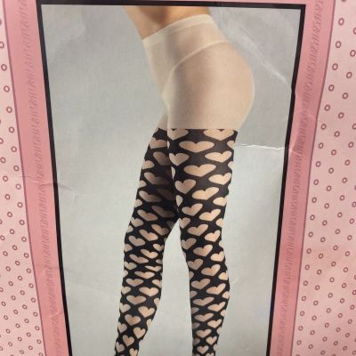 NEW in package tights Be Wicked heart patterned tights ONE Size Wt 90-160lbs