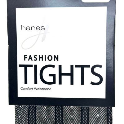Hanes RIBBED DOT Sheer Mesh Womens BLACK Fashion Tights, Size SMALL - (HFT043)