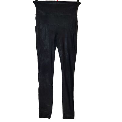 Spanx M Faux Leather Slimming Black Leggings High-Waisted Shapewear Power Waist