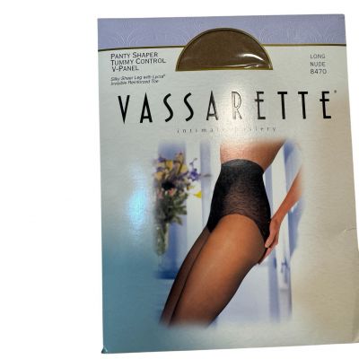 Vassarette Panty Shaper Tummy Control V-Panel Pantyhose 8470 Long Nude NWT