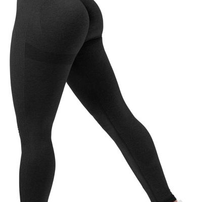 QOQ Womens High Waisted Seamless Workout Leggings Butt Lifting Gym Yoga Pants Bo