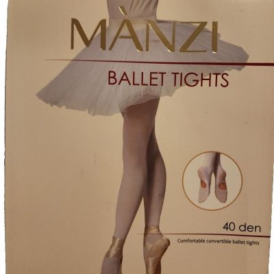 *NEW*Manzi 40 Den Womens Ballet Tights Convertible Size 6/XXL White