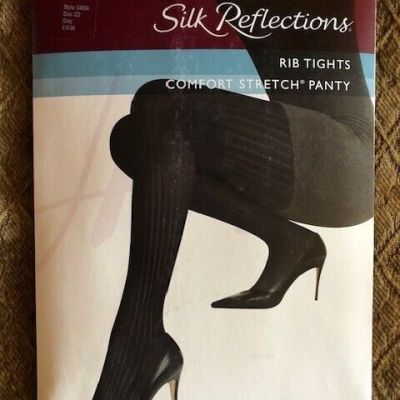 Hanes Silk Reflections Control Top Rib Tights Grey Style 0A924 Gray BRAND NEW