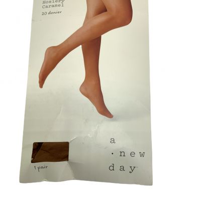 A New Day Women's Smooth Finish High Waisted 20D Caramel Sheer Hosiery 1pair M/L