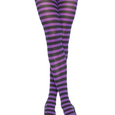 Nylon Stripe Tights O/S BLACK/