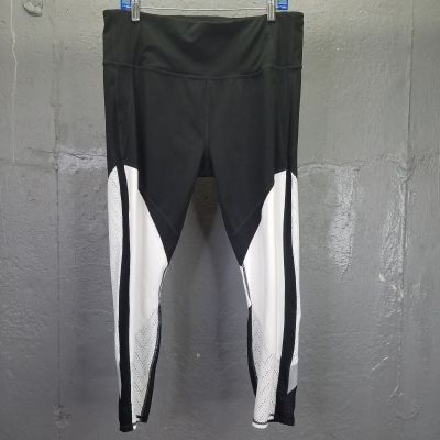 Athleta Precision Leggings Women's XL High Rise 7/8 Black White Perforated Mesh
