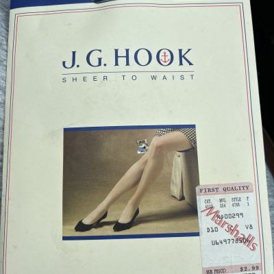 J.G.Hook NWT Sheer To Waist Navy Blue sandal foot Pantyhose Sz Average