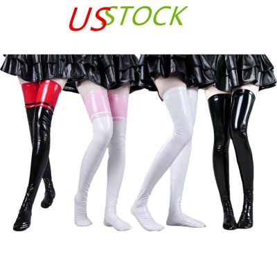 US Sexy Womens Patent Leather Stocking Thigh High Socks Stockings Adult Clubwear
