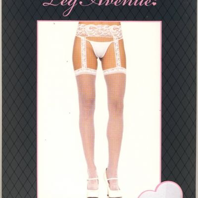 BRIDAL WHITE SHEER LACE TOP STOCKINGS ATTACHED GARTER BELT ONE SIZE FITS MOST
