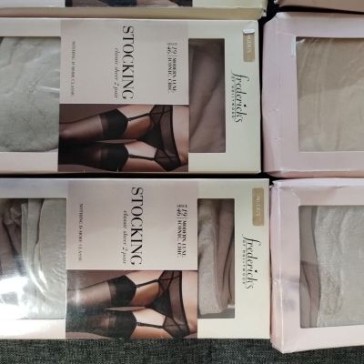 lot Of 6 Frederick's Classic Sheer White Garter Stocking Size S NWT