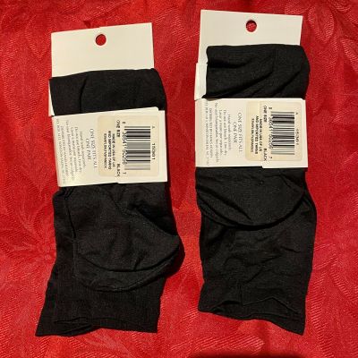 Lot 2 Hanes Legwear Black Microfiber  Trouser Socks Comfort Plus Band One Size