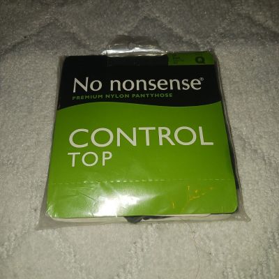 No Nonsense Control Top Premium Nylon Pantyhose Off Black Sheer Toe M44 Size Q